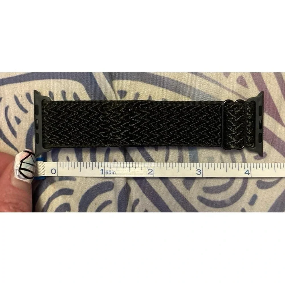 NEW Black Adjustable Nylon Stretch Solo Band for Apple Watch 42mm/44mm/45mm